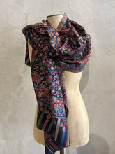 Load image into Gallery viewer, HAND-LOOMED KANNI MERINO WOOL SHAWL - BLACK
