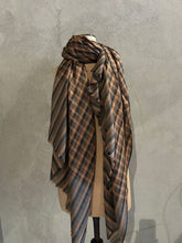 Load image into Gallery viewer, PASHMINA SHAWL - BLACK_APRICOT CHECK