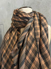 Load image into Gallery viewer, PASHMINA SHAWL - BLACK_APRICOT CHECK
