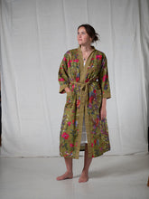 Load image into Gallery viewer, CHINOISERIE ORGANIC COTTON KIMONO_OLIVE