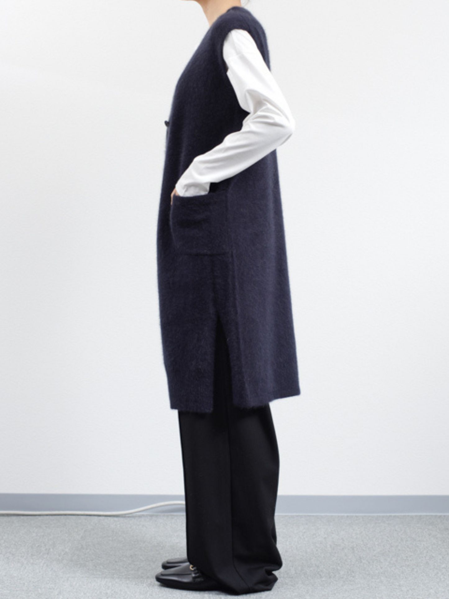 C.T.PLAGE LONG GILET KNIT_NAVY