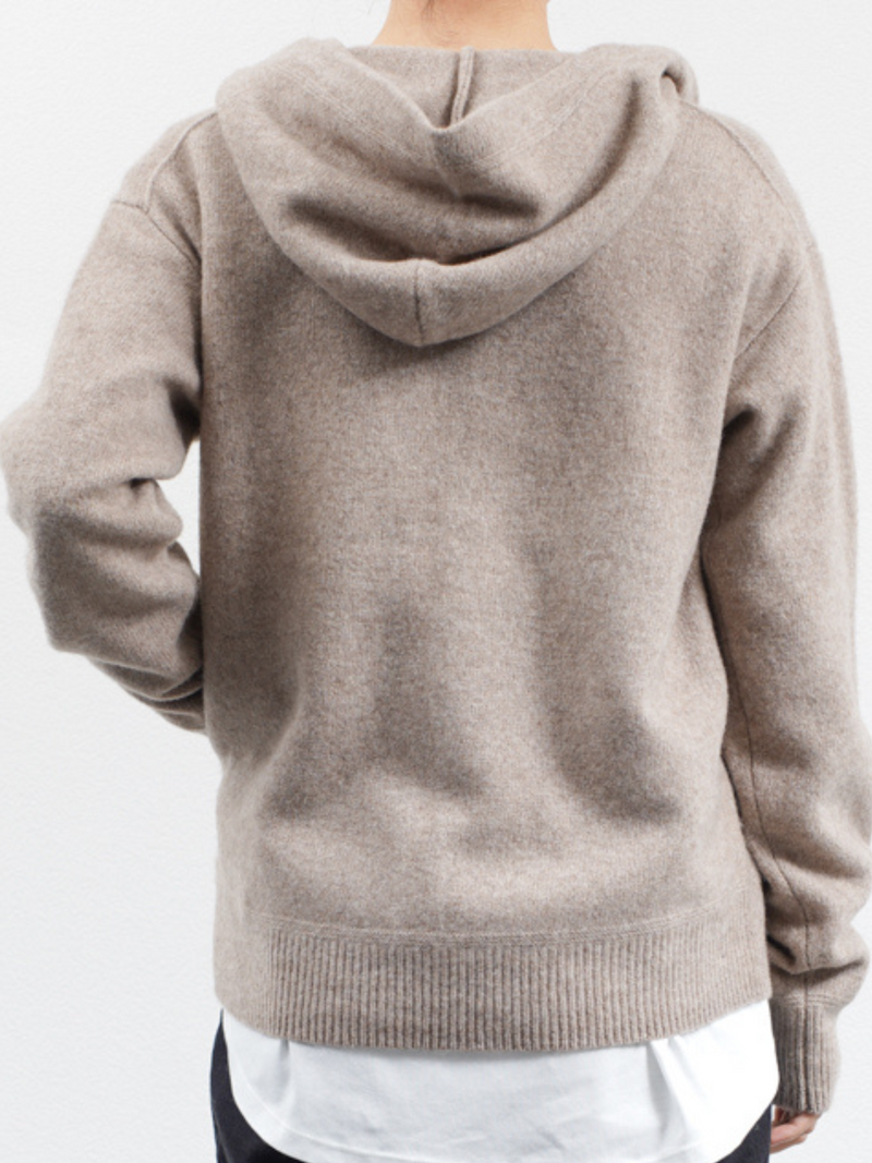 C.T.PLAGE HOODIE WITH FRONT ZIP_OATMEAL