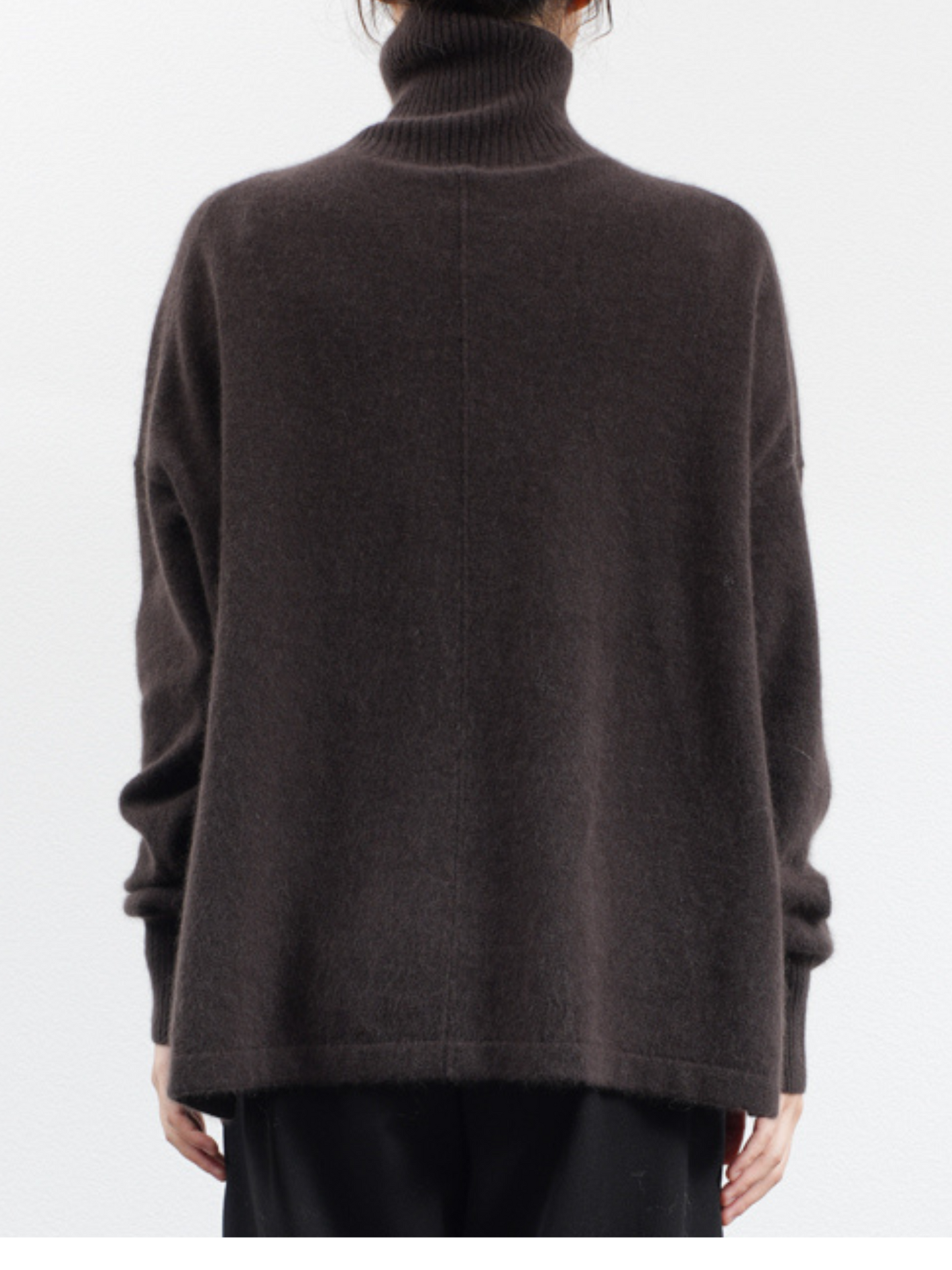 C.T.PLAGE CASHMERE BLENDN ROLL NECK SWEATER_CHOCOLATE