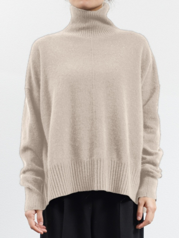 C.T.PLAGE CASHMERE BLEND ROLL NECK SWEATER_OATMEAL