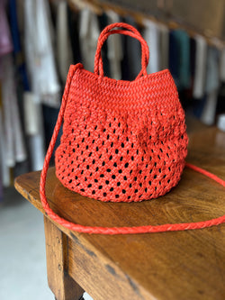 EN SHALLA HAND KNOTTED LEATHER POUCH - TOMATO -BAG 43L37