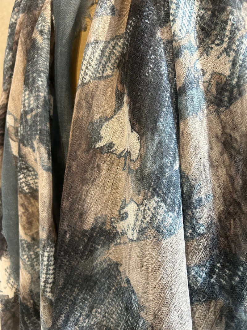 DIGITALLY PRINTED MERINO WOOL SCARF - MARBLE