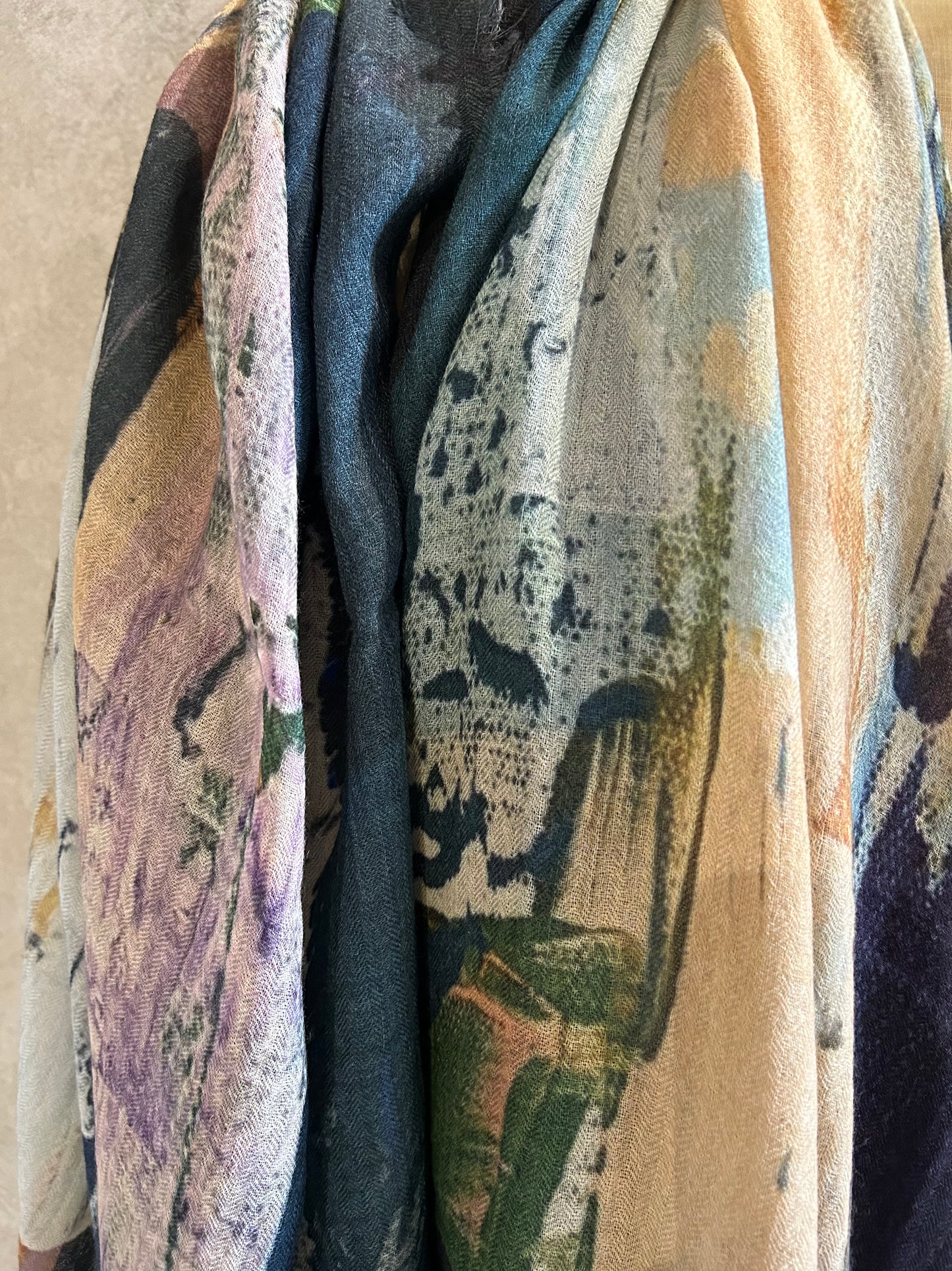 DIGITALLY PRINTED MERINO WOOL SCARF_ WATER COLOUR