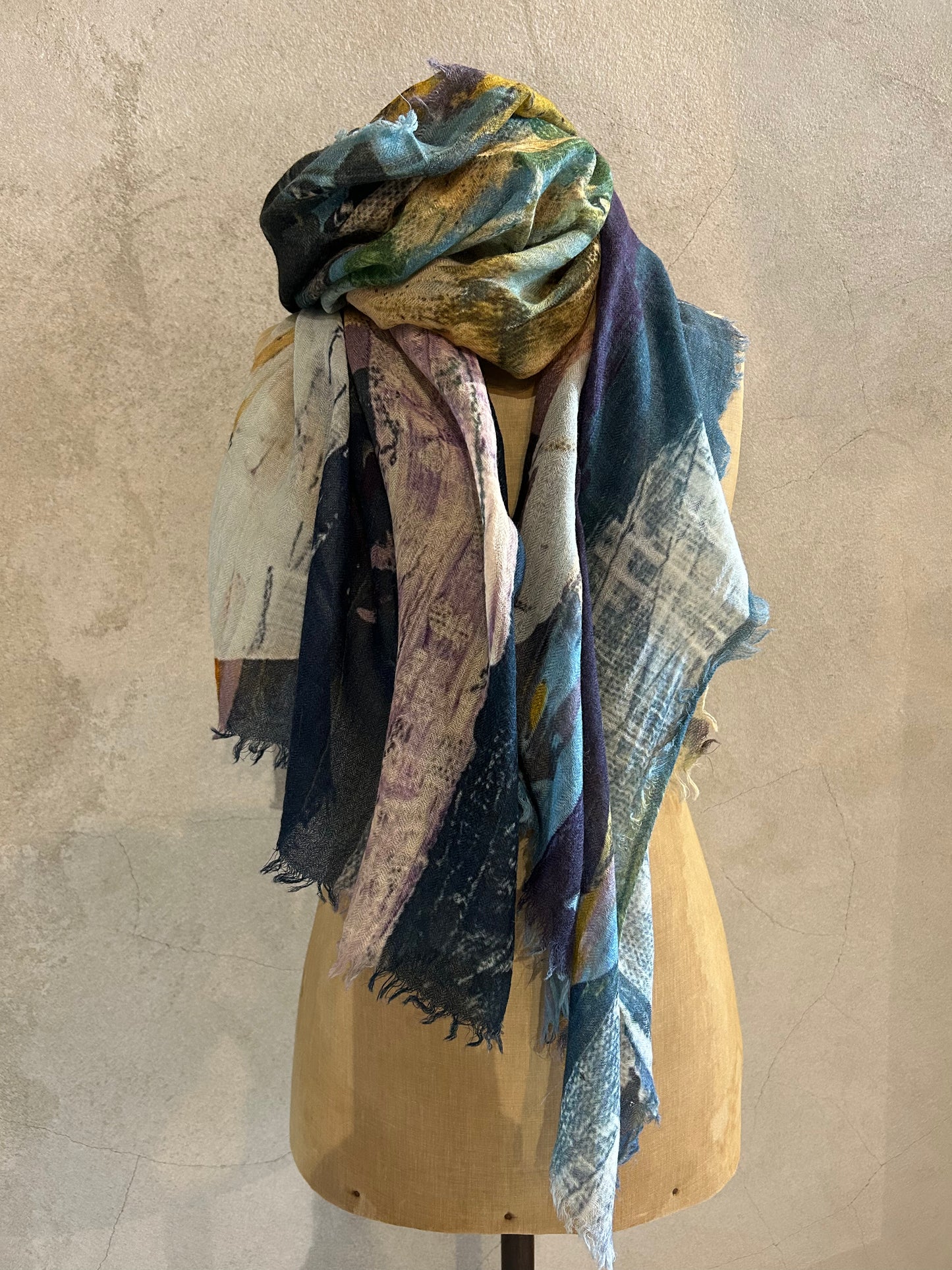 DIGITALLY PRINTED MERINO WOOL SCARF_ WATER COLOUR