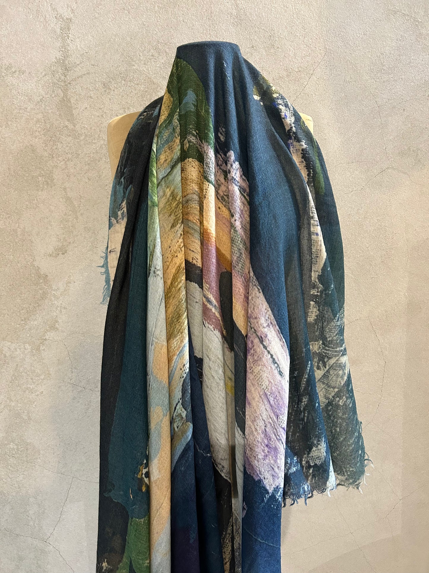 DIGITALLY PRINTED MERINO WOOL SCARF_ WATER COLOUR