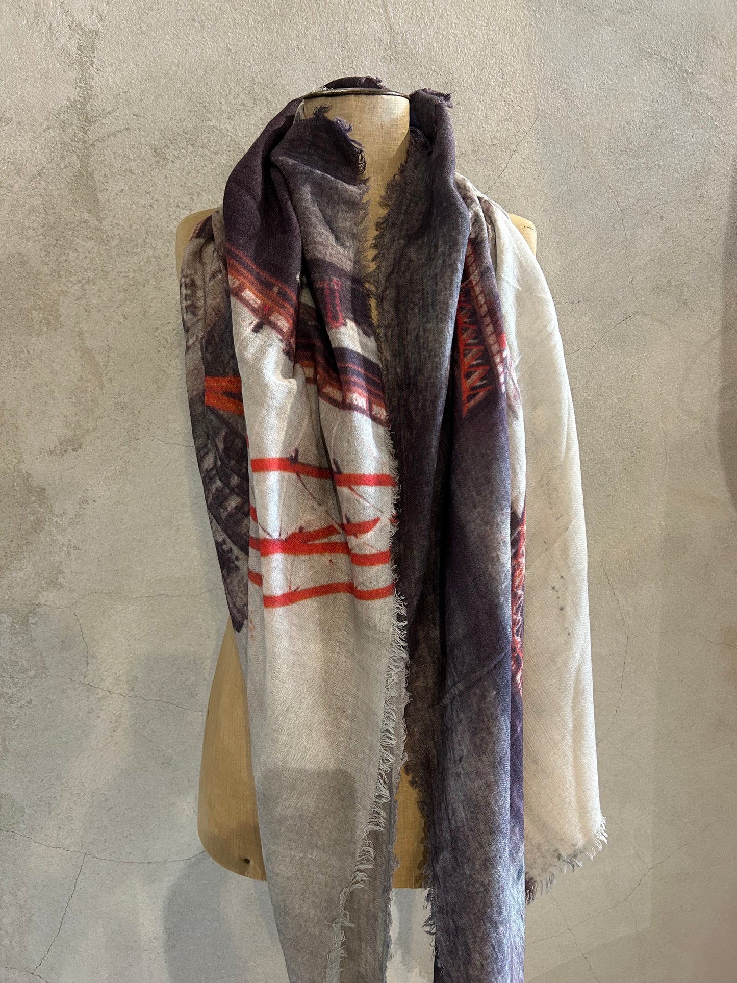 DIGITALLY PRINTED MERINO WOOL SCARF_ LONDON BRIDGE