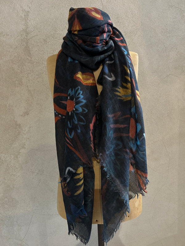 DIGITALLY PRINTED MERINO WOOL SCARF_ DAISEY