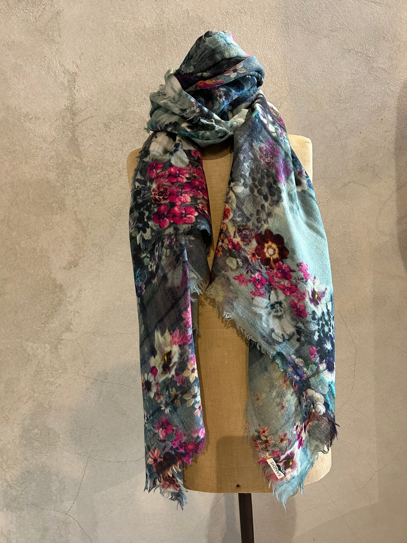 DIGITALLY PRINTED MERINO WOOL SCARF_ FLORAL