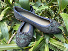 Load image into Gallery viewer, MEHER KAKALIA LEATHER BEADED BALLERINAS - SHINY BLACK/VELVET LEATHER
