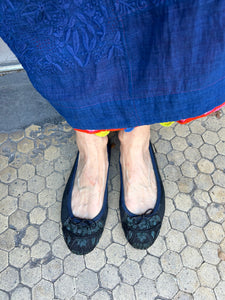 MEHER KAKALIA LEATHER BEADED BALLERINAS - SHINY BLACK/VELVET LEATHER
