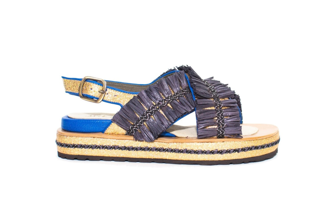 MEHER KAKALIA LEATHER SANDALS / PONZA LIKU BLOC-SPLASH GOLD