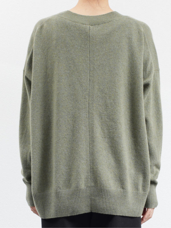 C.T.PLAGE PURE CASHMERE V-NECK SWEATER_OATMEAL