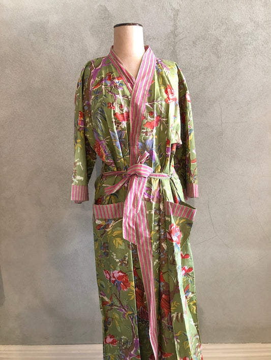 CHINOISERIE ORGANIC COTTON KIMONO_KP12/GREEN