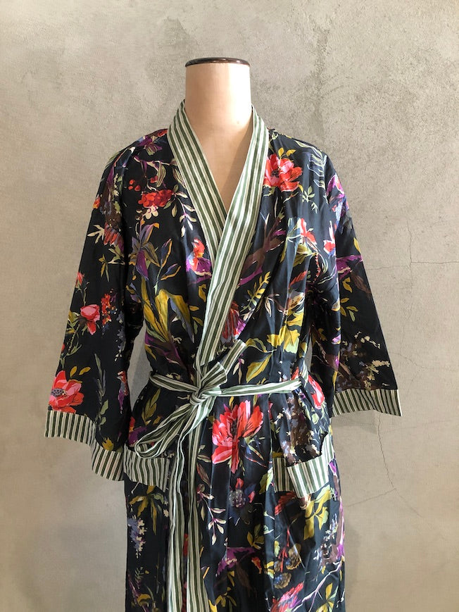 CHINOISERIE ORGANIC COTTON KIMONO_KP13/BLACK