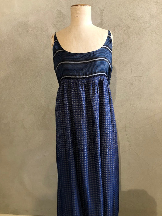 INJIRI_ HAND-LOOMED SILK SLIP DRESS_BLUE