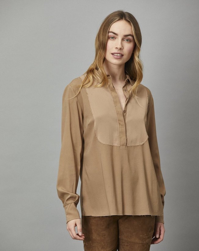 KRISTENSEN DU NORD SILK SATIN SHIRT_W365_DARK CAMEL