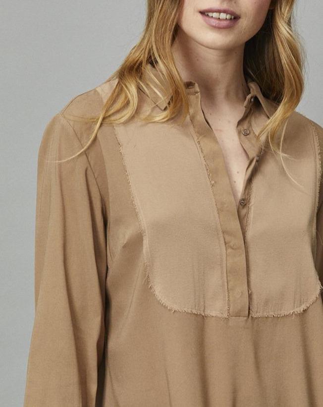 KRISTENSEN DU NORD SILK SATIN SHIRT_W365_DARK CAMEL