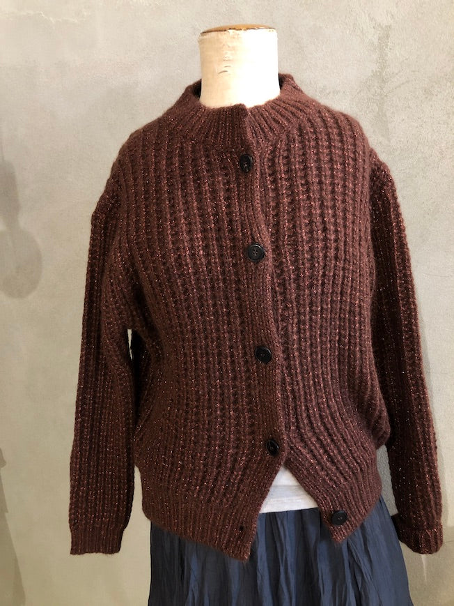 POMANDERE CHUNKY KNIT CARDIGAN - WINE