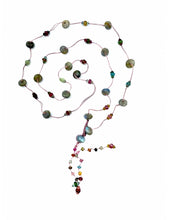 Load image into Gallery viewer, SHARING HOLY NECKLACE - LABRADORITE &amp; TOURMALINE - PINK THREAD
