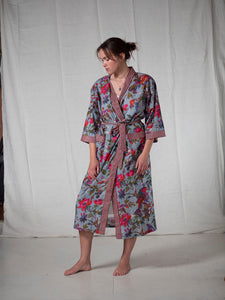 CHINOISERIE ORGANIC COTTON KIMONO_BLUE GREY