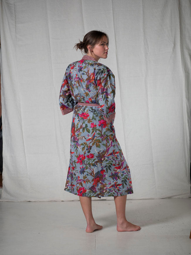 CHINOISERIE ORGANIC COTTON KIMONO_BLUE GREY