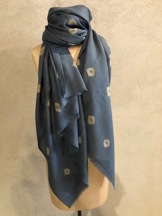 TIE-DYED MERINO WOOL SCARF_BLUE GREY