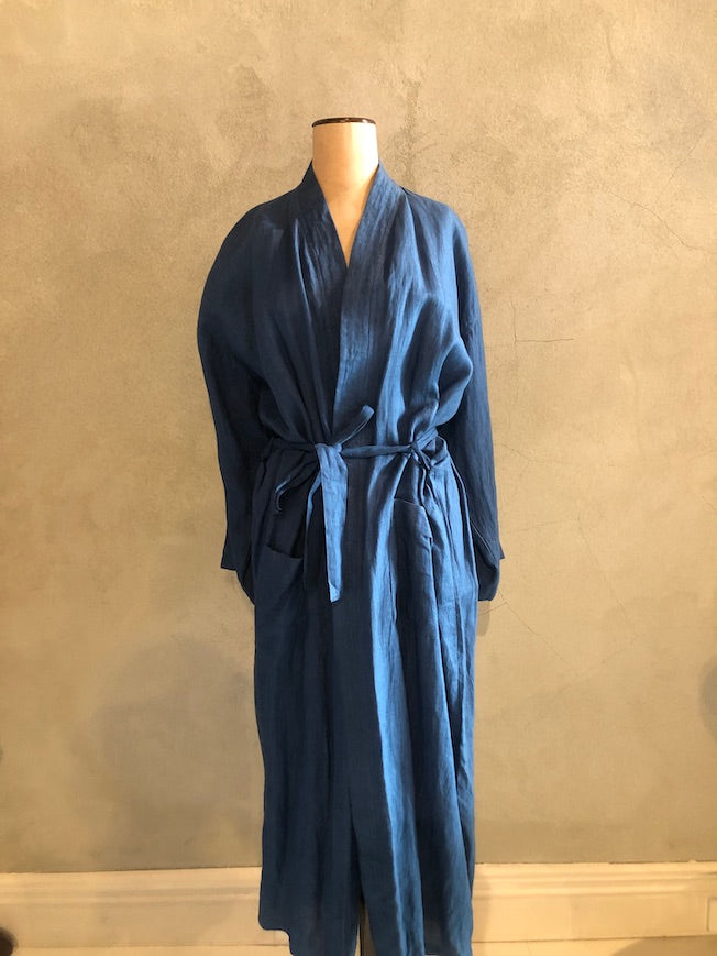 LINEN KIMONO_PEACOCK BLUE