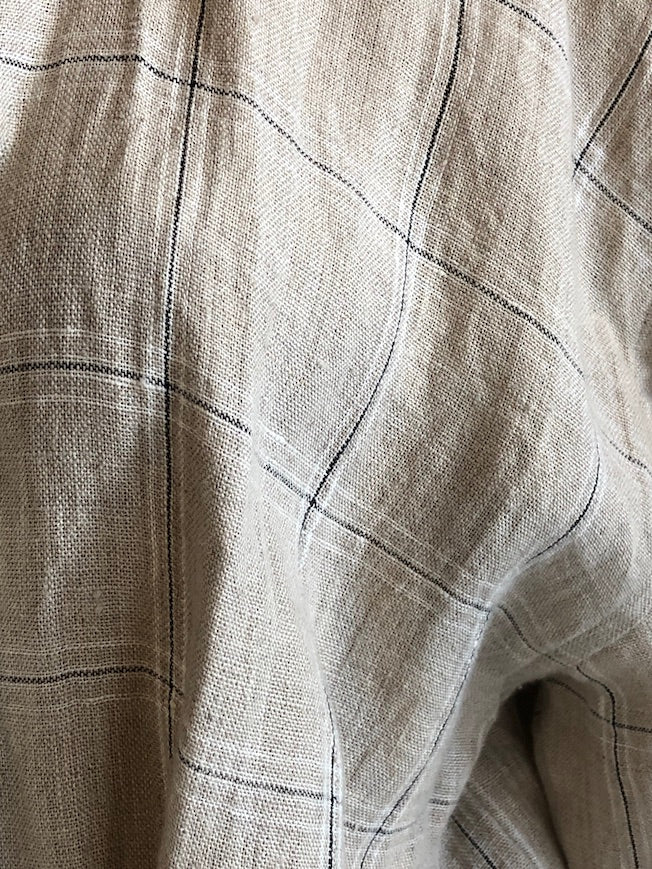 LINEN KIMONO_STONE CHECK