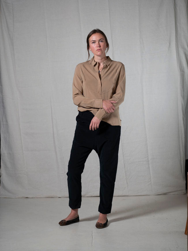 KRISTENSEN DU NORD SILK SATIN SHIRT_W365_DARK CAMEL