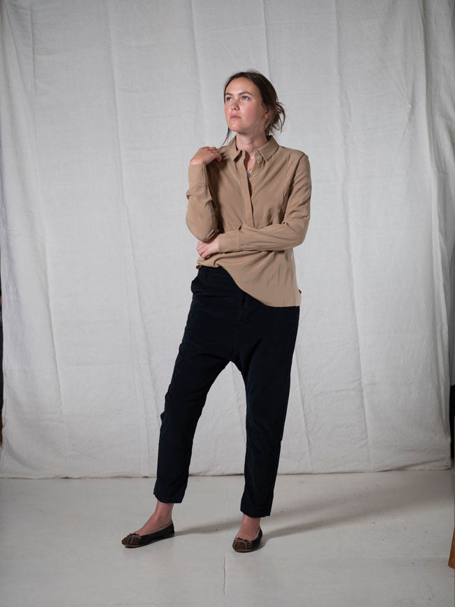 KRISTENSEN DU NORD SILK SATIN SHIRT_W365_DARK CAMEL
